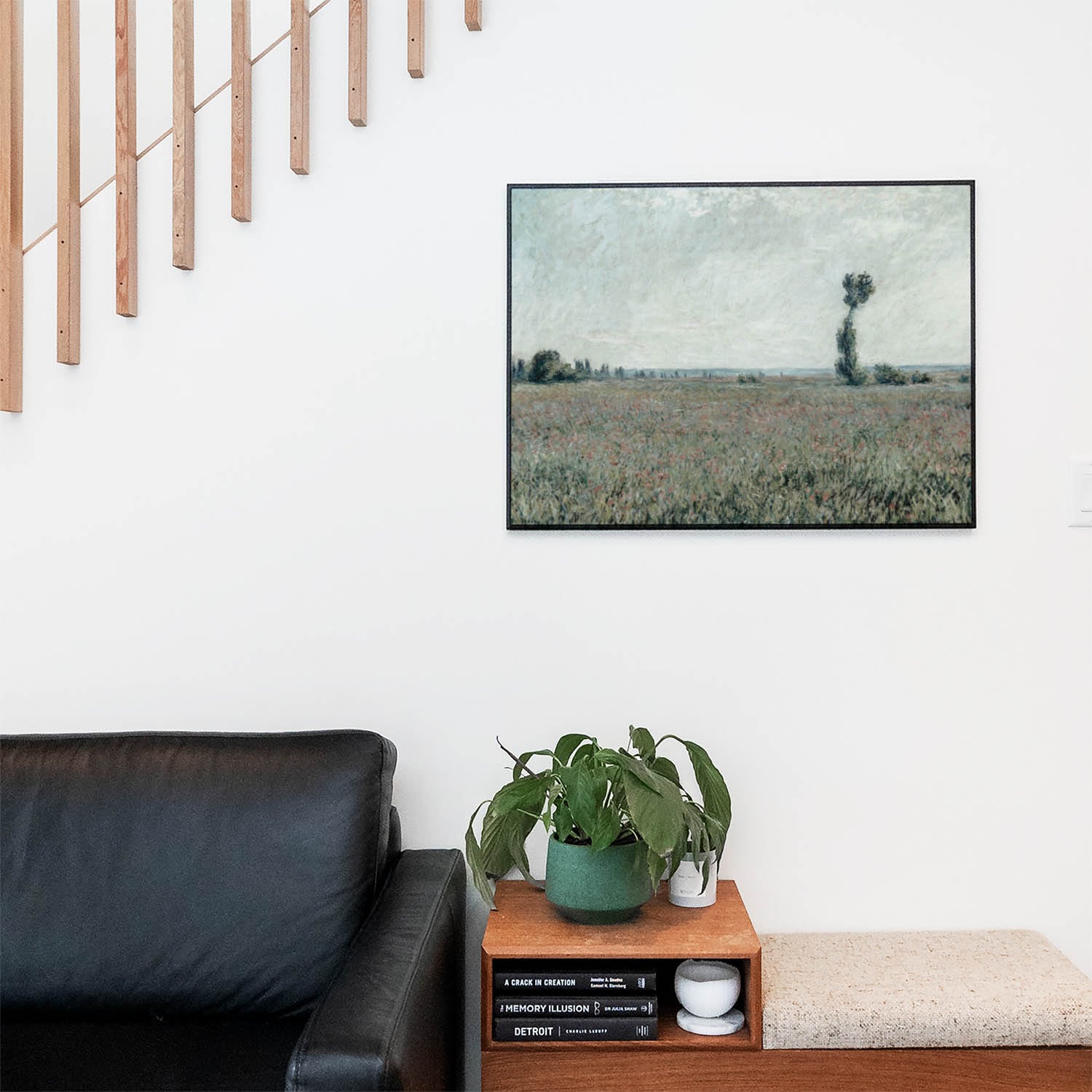 Muted Field of Flowers Painting Laying Flat on a White Background