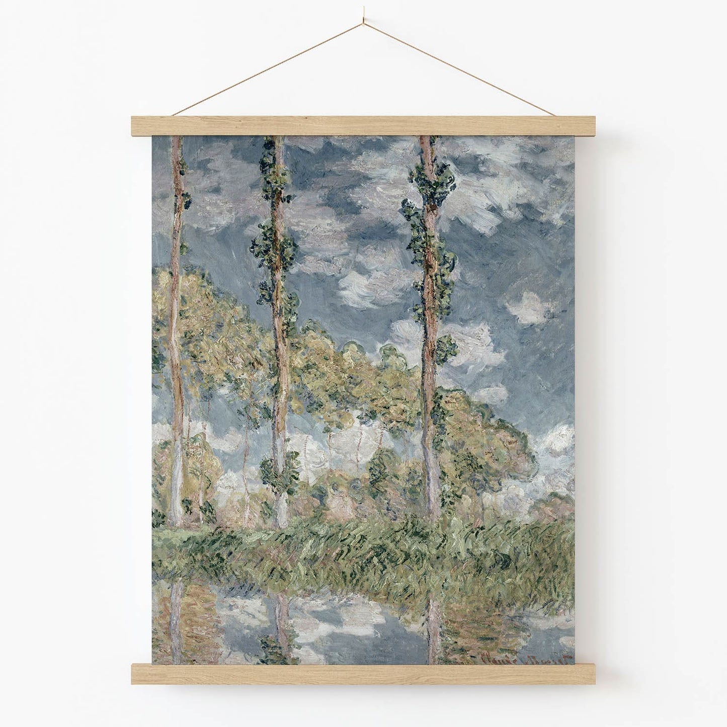 Trees and Sky Art Print in Wood Hanger Frame on Wall