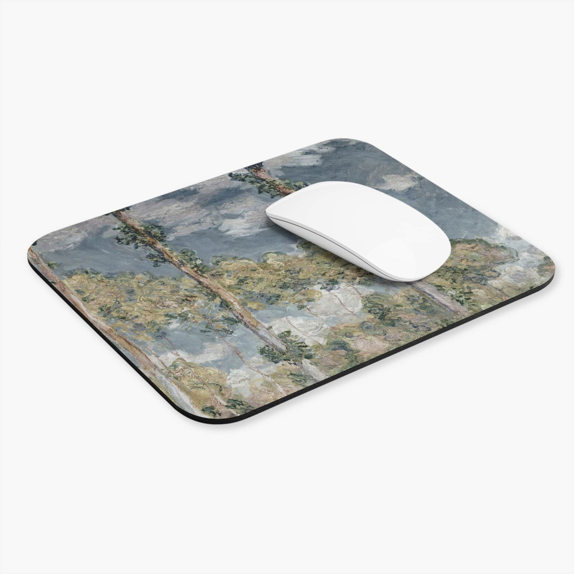 Tranquil Nature Computer Desk Mouse Pad With White Mouse