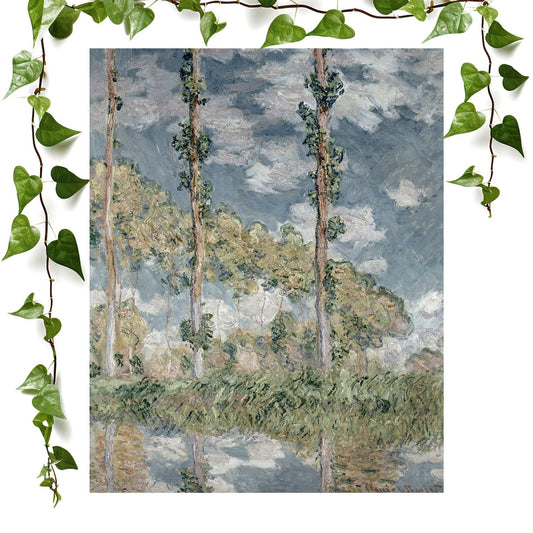 Tranquil Nature art print trees and sky vintage wall art