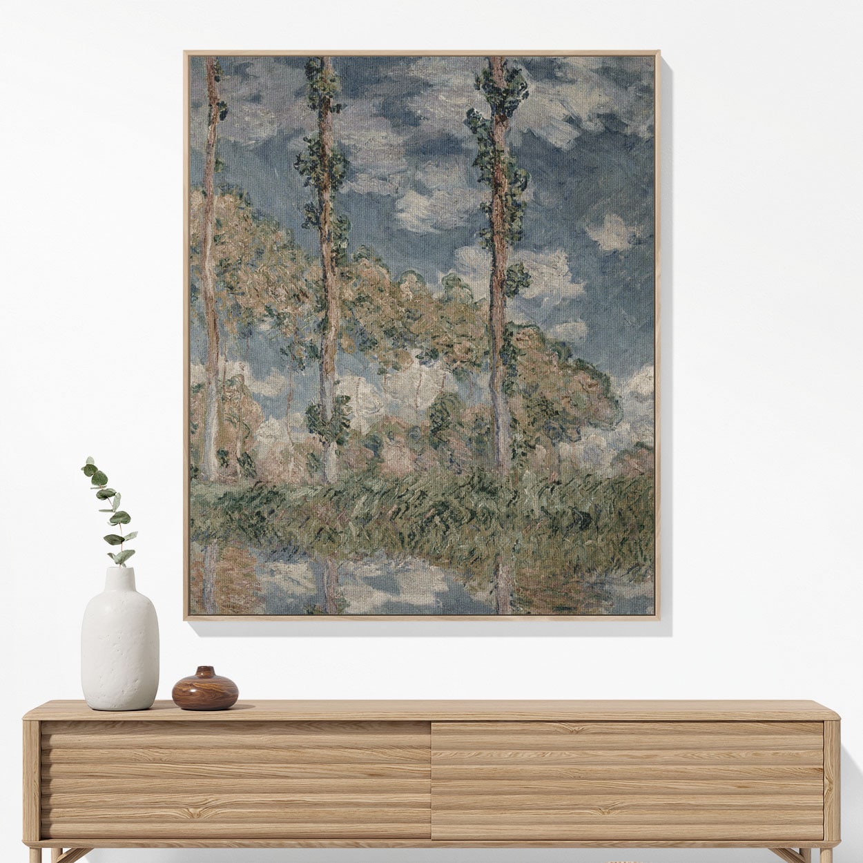 Tranquil Nature Woven Blanket Hanging on a Wall as Framed Wall Art