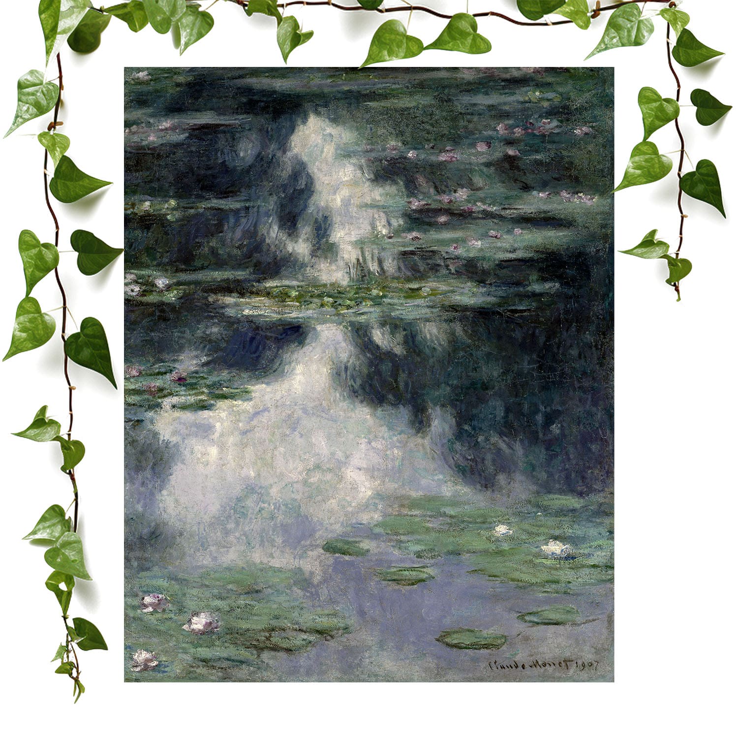 Tranquility art print monet lillies painting vintage wall art