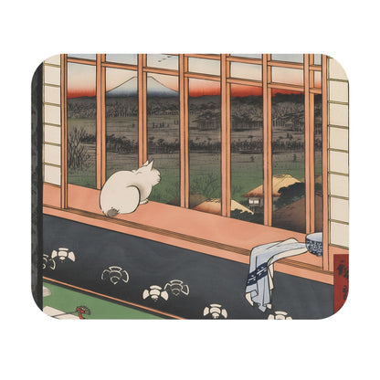 Ukiyo-e Cat Mouse Pad with Japanese cat art design, desk and office decor featuring traditional ukiyo-e cat illustrations.