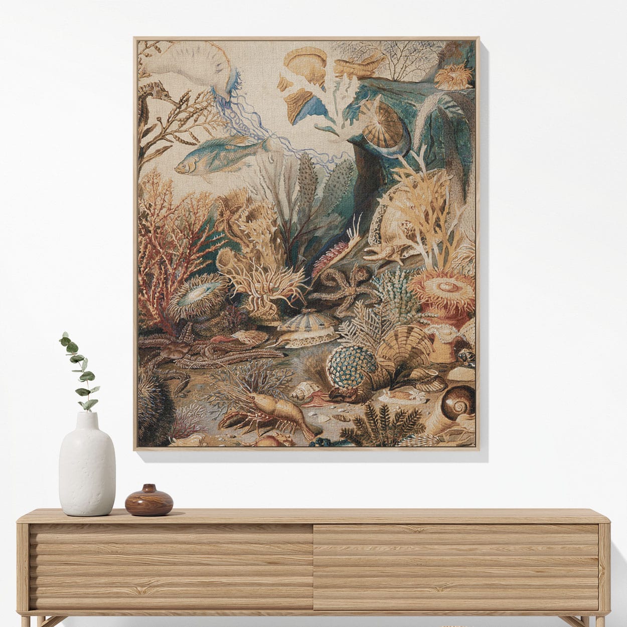 Under the Sea Woven Blanket Woven Blanket Hanging on a Wall as Framed Wall Art