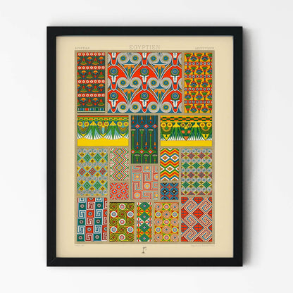 Colorful Egypt Drawing in Black Picture Frame