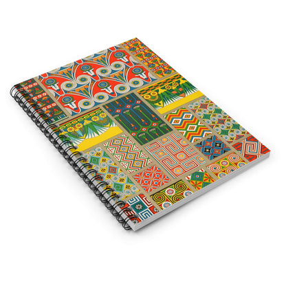 Unique Designs Spiral Notebook Laying Flat on White Surface