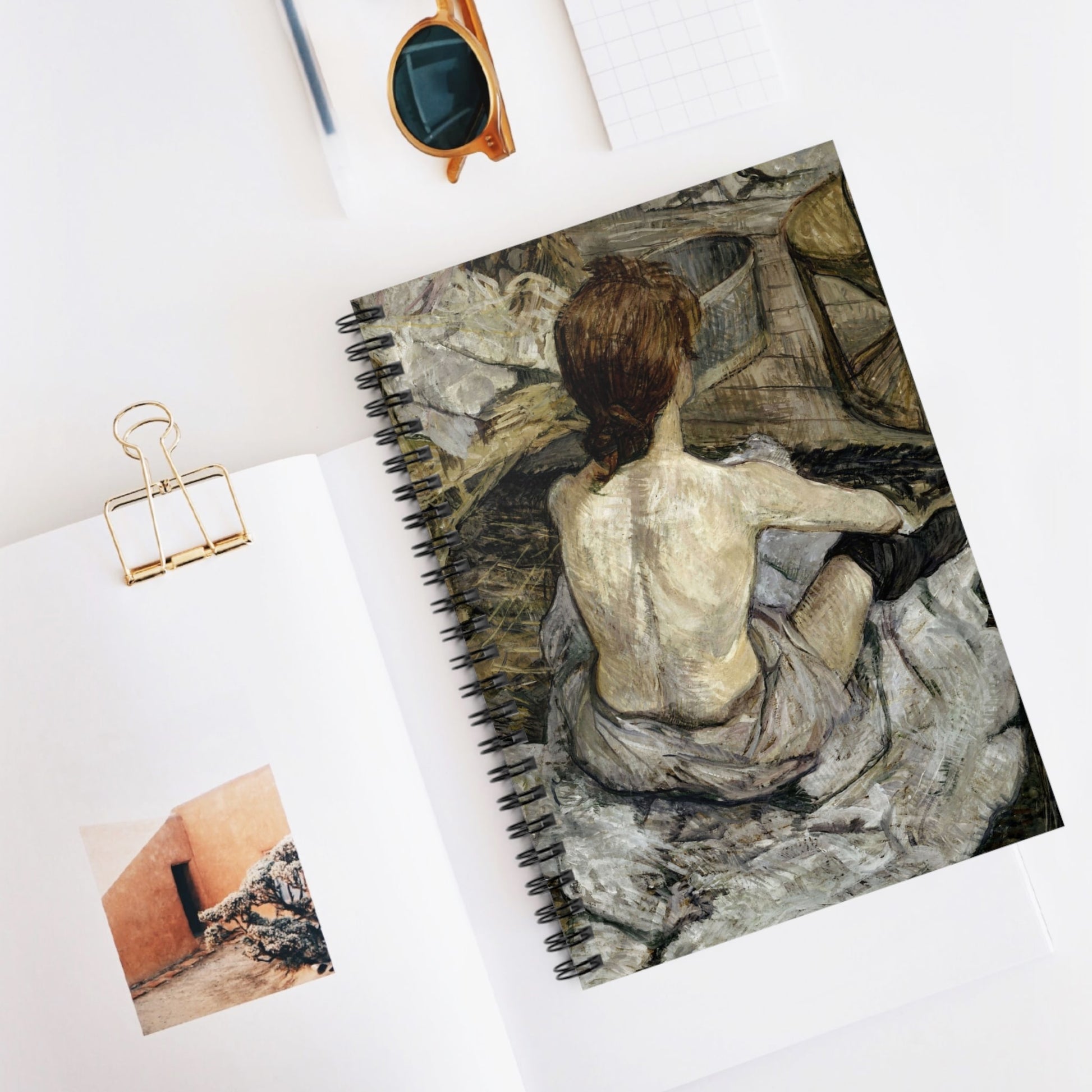 Unique Female Portrait Spiral Notebook Displayed on Desk