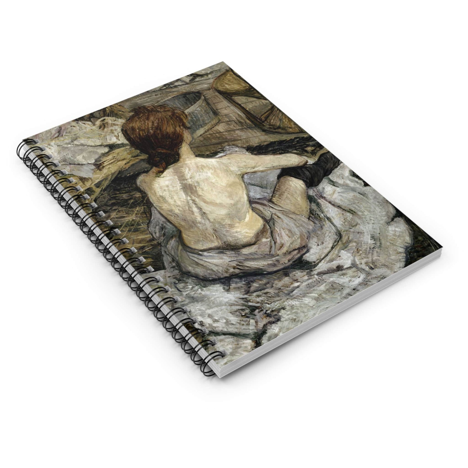 Unique Female Portrait Spiral Notebook Laying Flat on White Surface