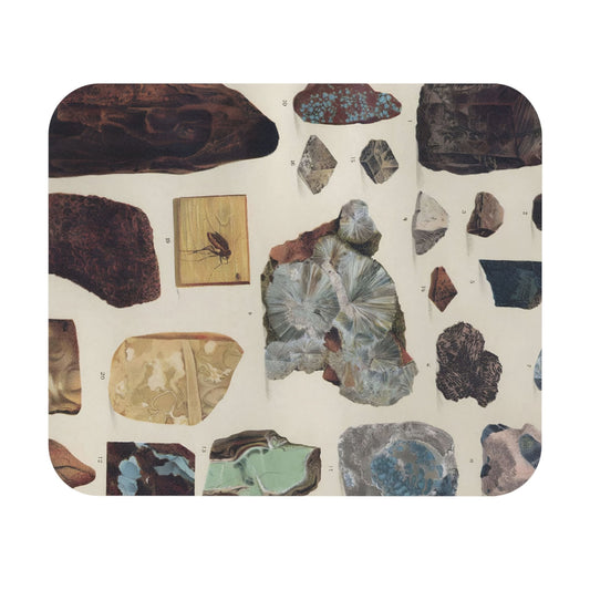 Unique Gemstone Mouse Pad with amber and gems art, desk and office decor featuring unique gemstone illustrations.