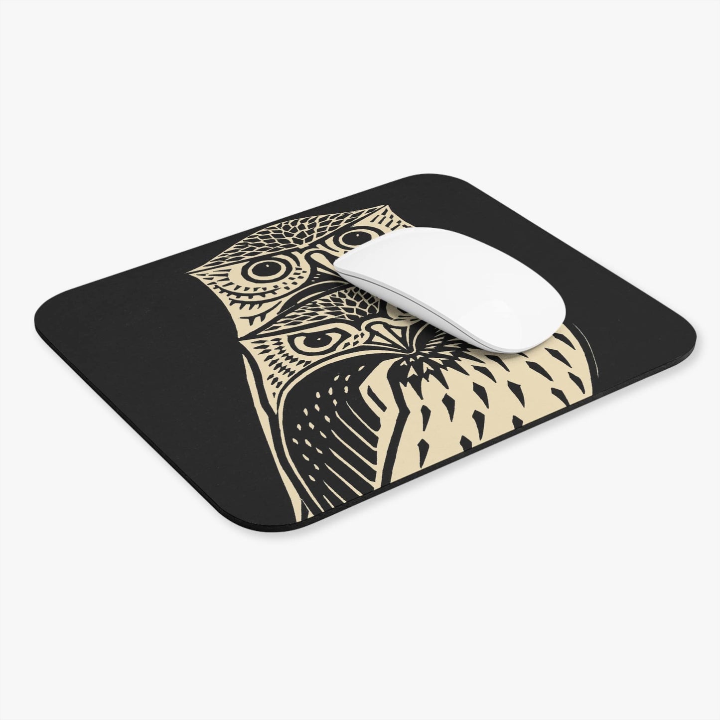 Unique Owl Computer Desk Mouse Pad With White Mouse