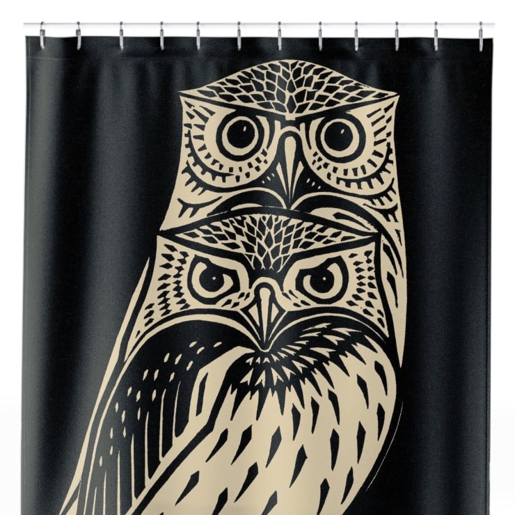 Unique Owl Shower Curtain Close Up, Animal Shower Curtains