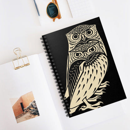 Unique Owl Spiral Notebook Displayed on Desk