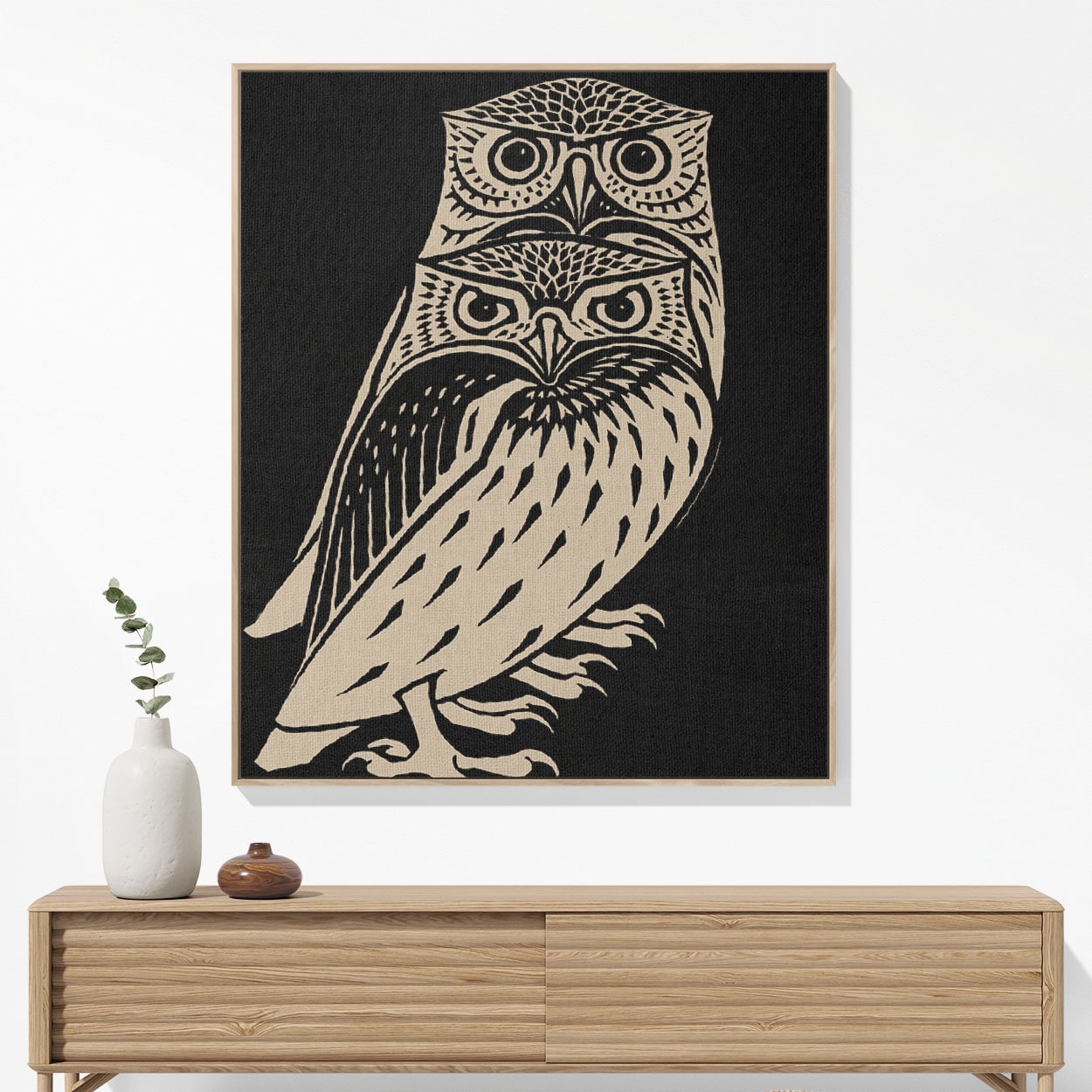 Unique Owl Woven Blanket Woven Blanket Hanging on a Wall as Framed Wall Art
