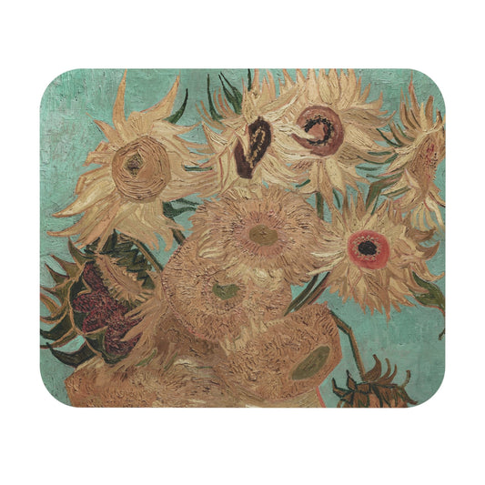 Van Gogh Sunflowers Mouse Pad featuring painting art, ideal for desk and office decor.