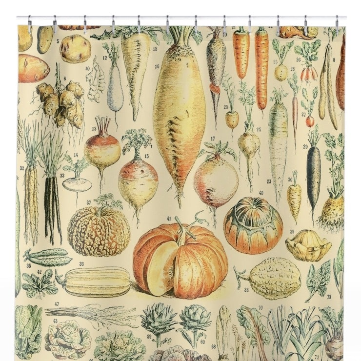 Vegetables Shower Curtain Close Up, Science Shower Curtains
