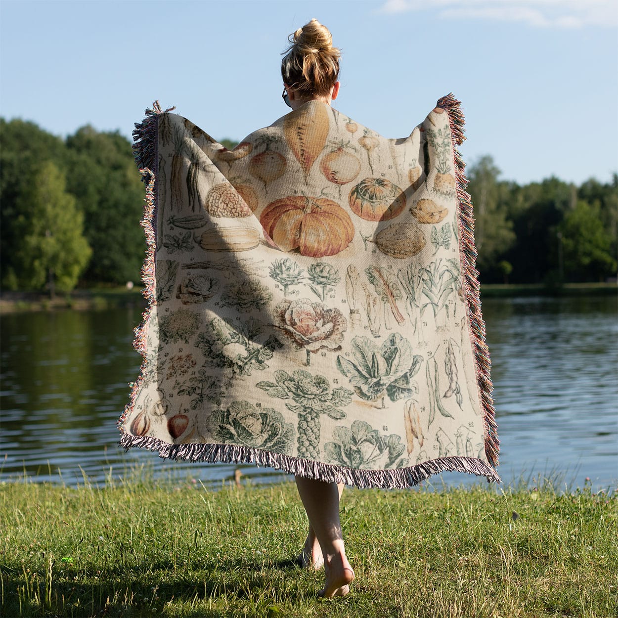 Vegetables Held on a Woman's Back Outside