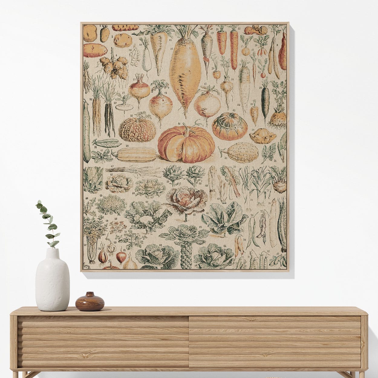 Vegetables Woven Blanket Hanging on a Wall as Framed Wall Art