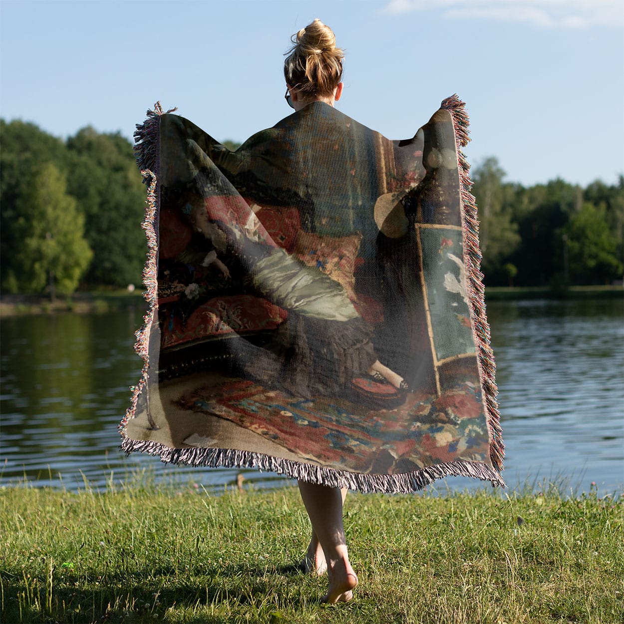 Victorian Aesthetic Held on a Woman's Back Outside