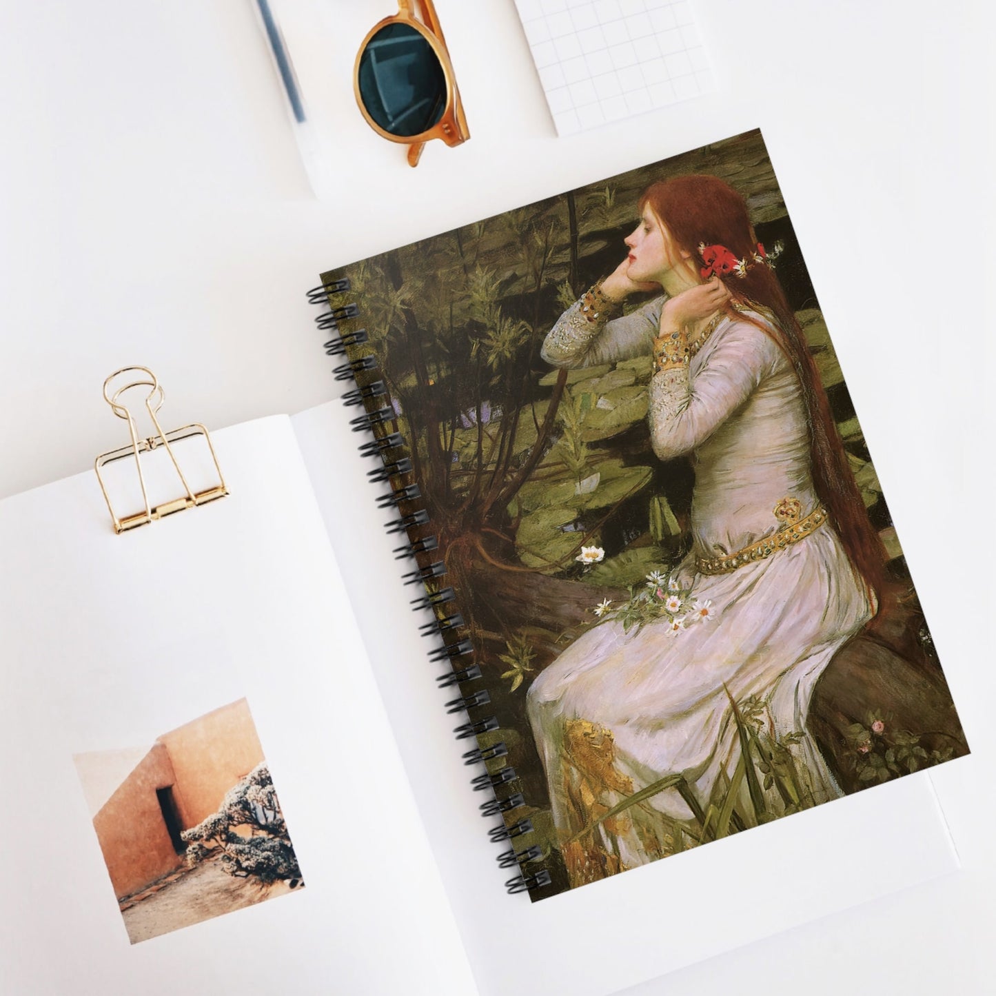 Victorian Aesthetic Spiral Notebook Displayed on Desk