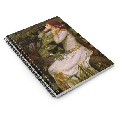 Victorian Aesthetic Spiral Notebook Laying Flat on White Surface