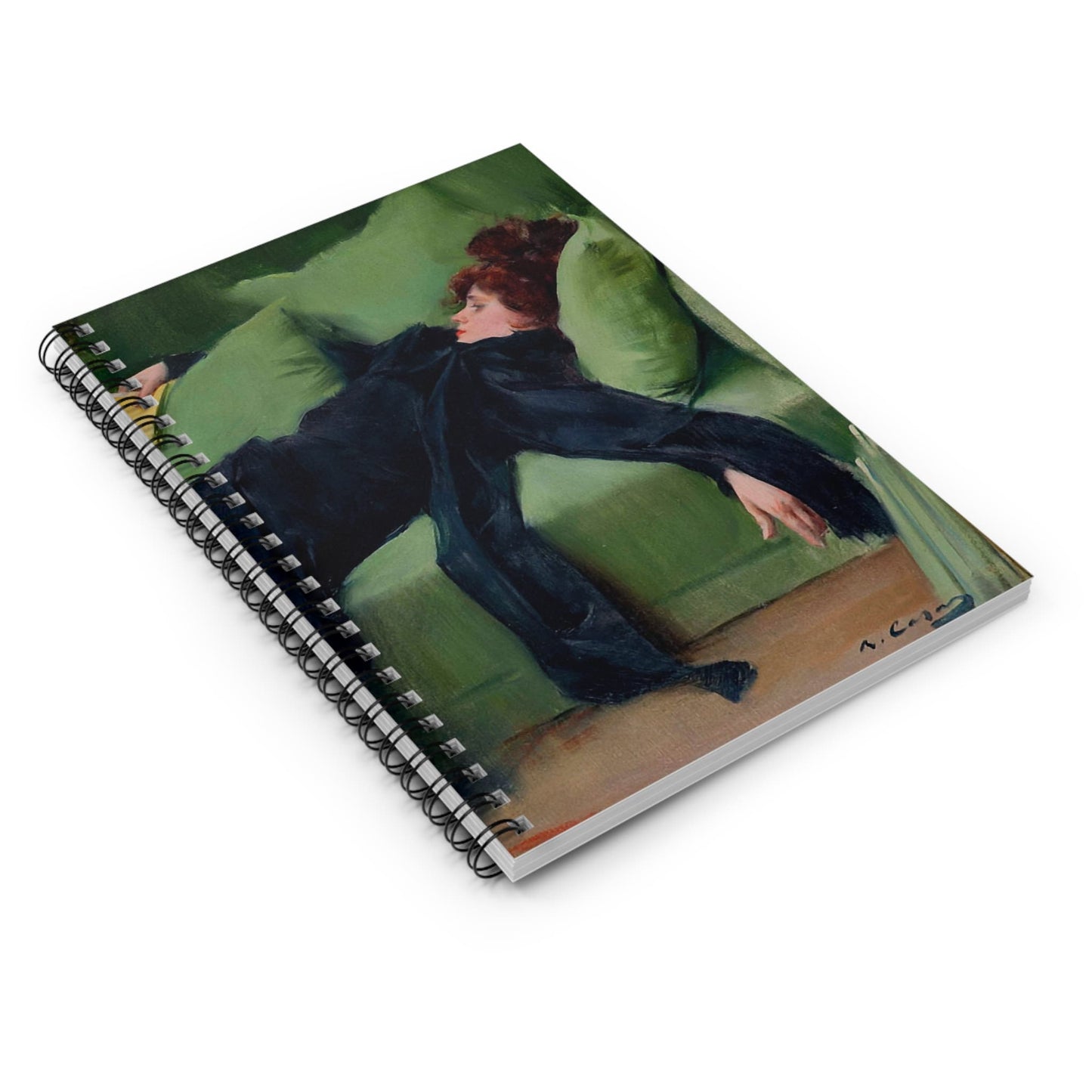 Victorian Aesthetic Spiral Notebook Laying Flat on White Surface