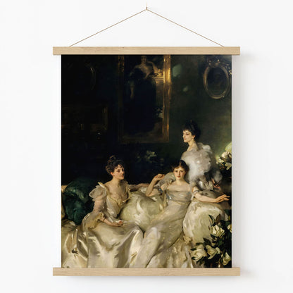 Victorian Era Aesthetic Art Print in Wood Hanger Frame on Wall