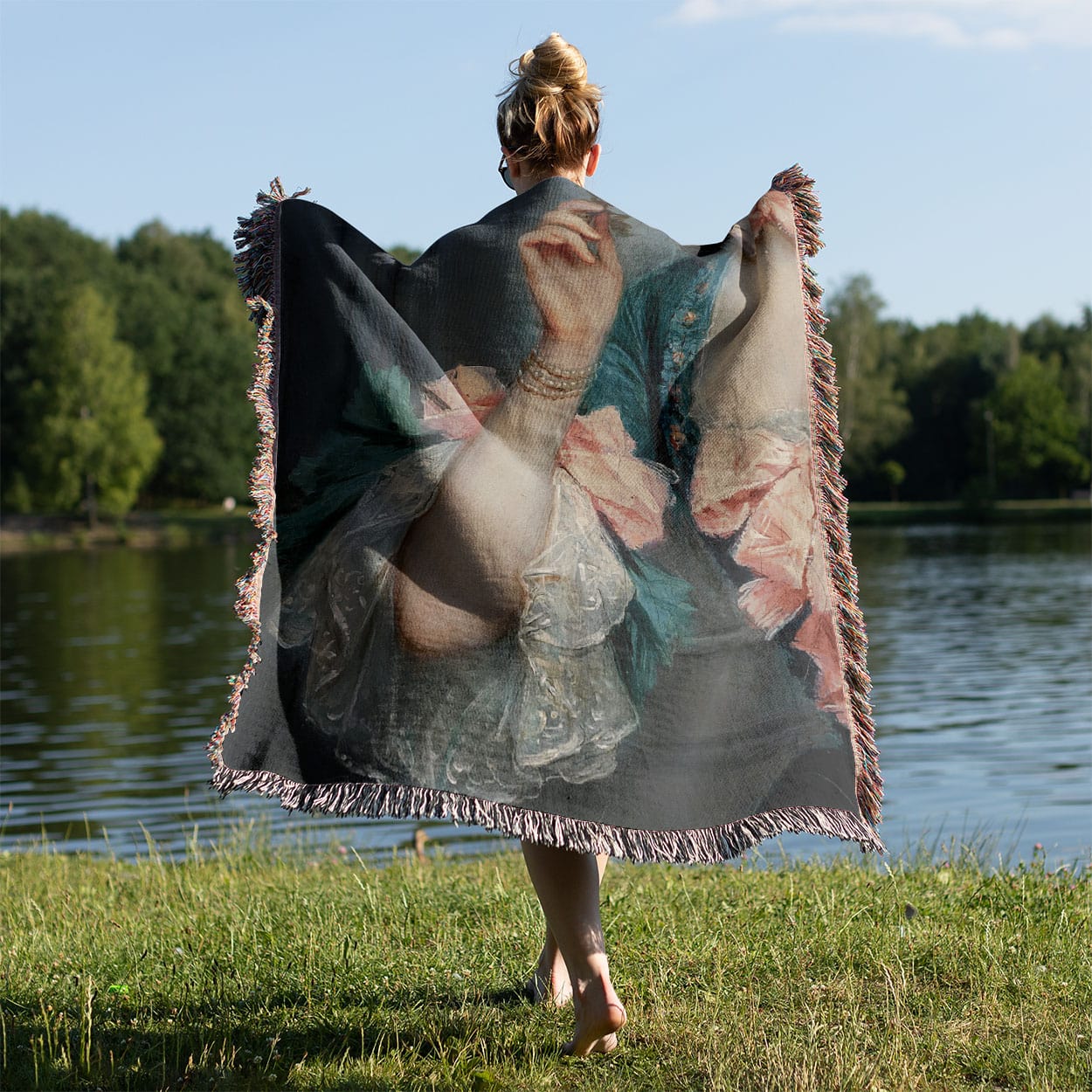 Victorian Era Aesthetic Held on a Woman's Back Outside