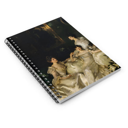Victorian Era Aesthetic Spiral Notebook Laying Flat on White Surface
