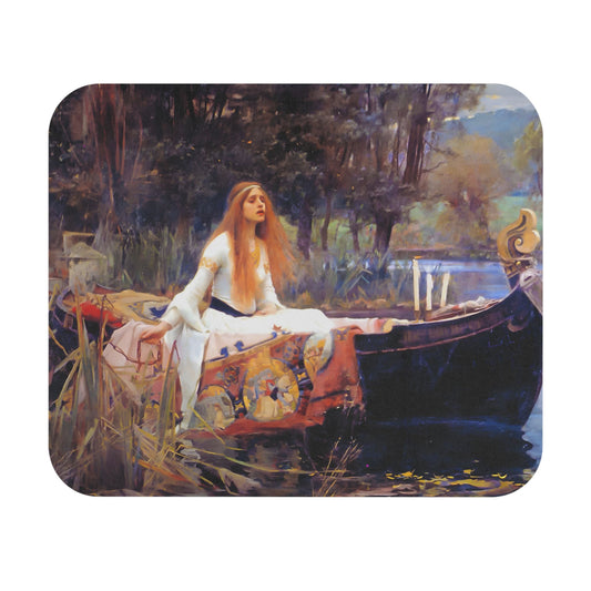 Victorian Era Moody Mouse Pad with Lady of Shalott art, desk and office decor showcasing moody Victorian artwork.