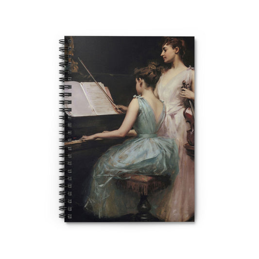 Victorian Era Music Notebook with The Sonata cover, perfect for journaling and planning, featuring Victorian-era music sheet designs.