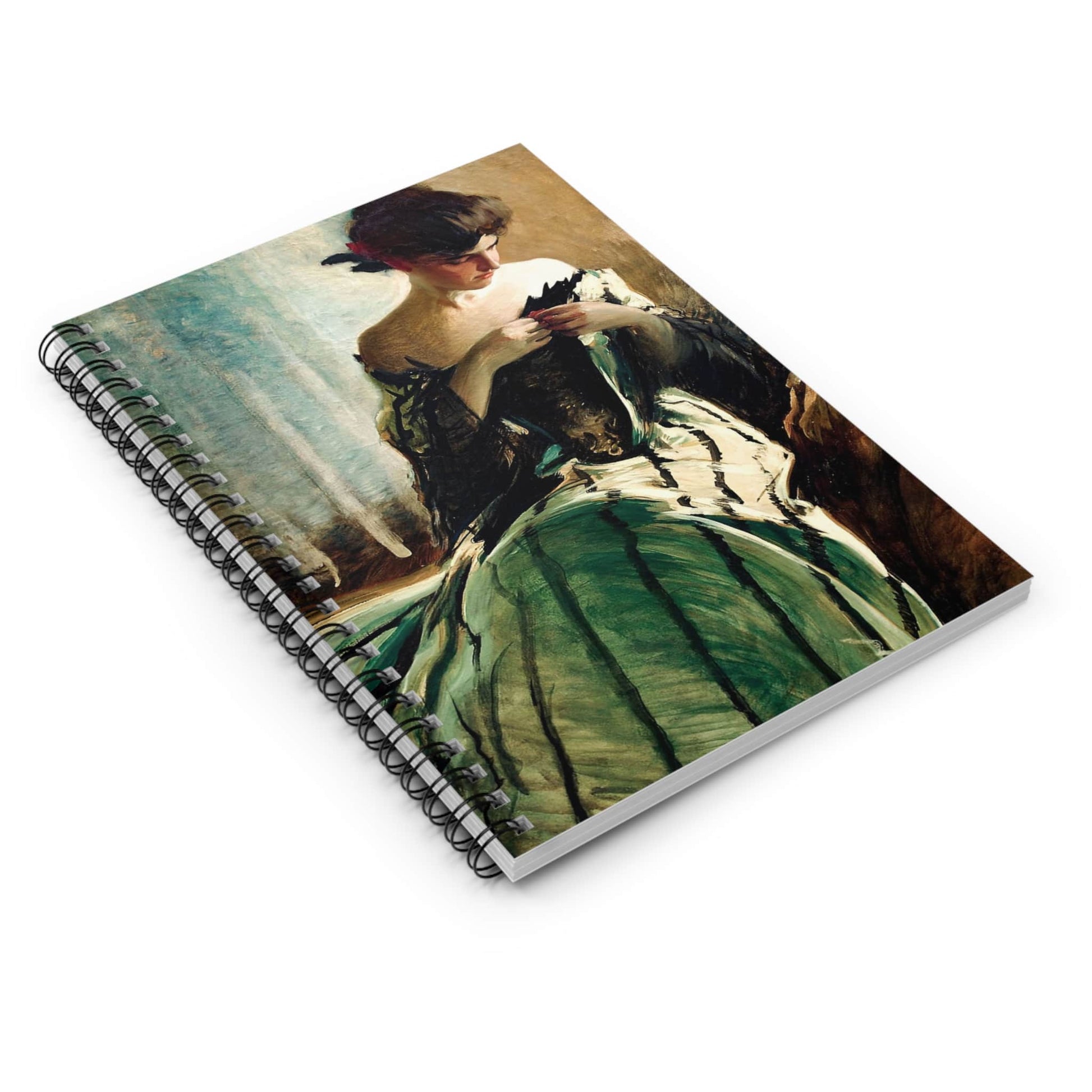 Victorian Era Portrait Spiral Notebook Laying Flat on White Surface