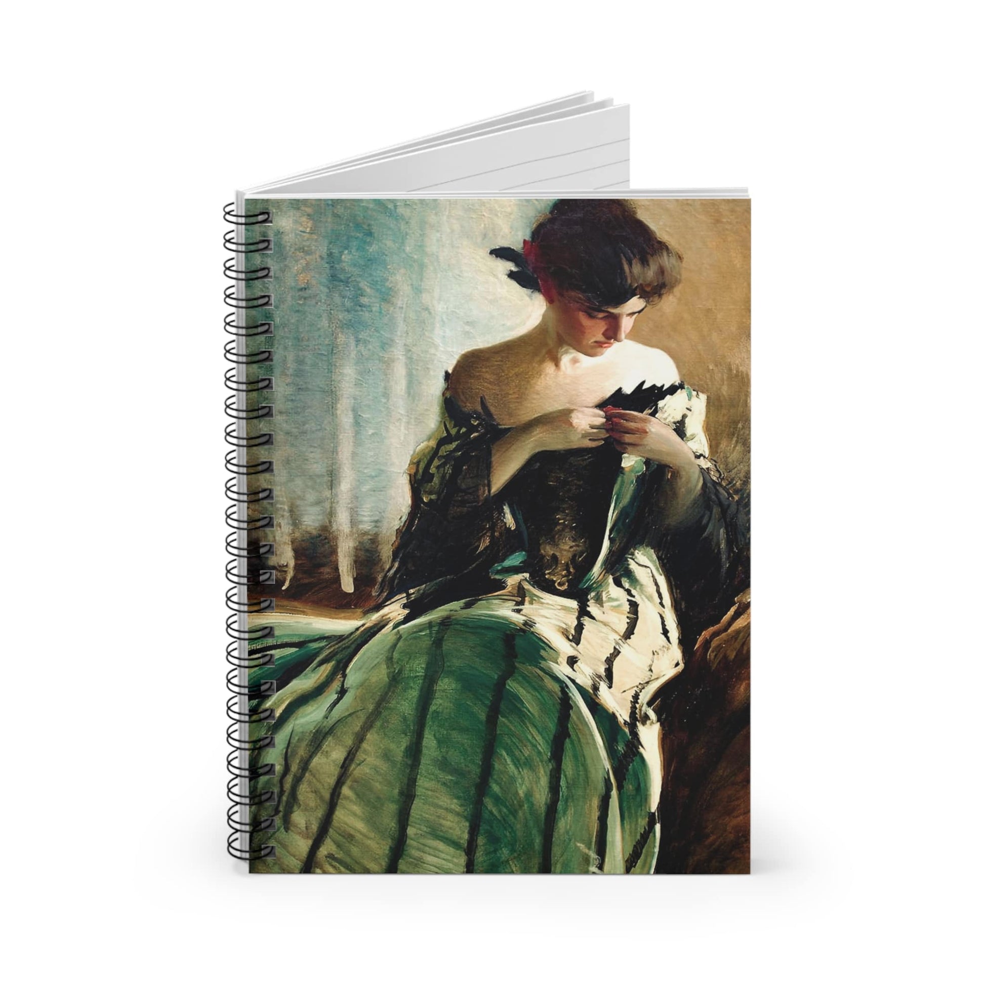 Victorian Era Portrait Spiral Notebook Standing up on White Desk