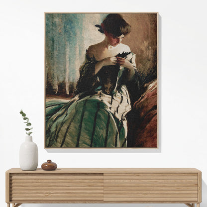 Victorian Era Portrait Woven Blanket Woven Blanket Hanging on a Wall as Framed Wall Art