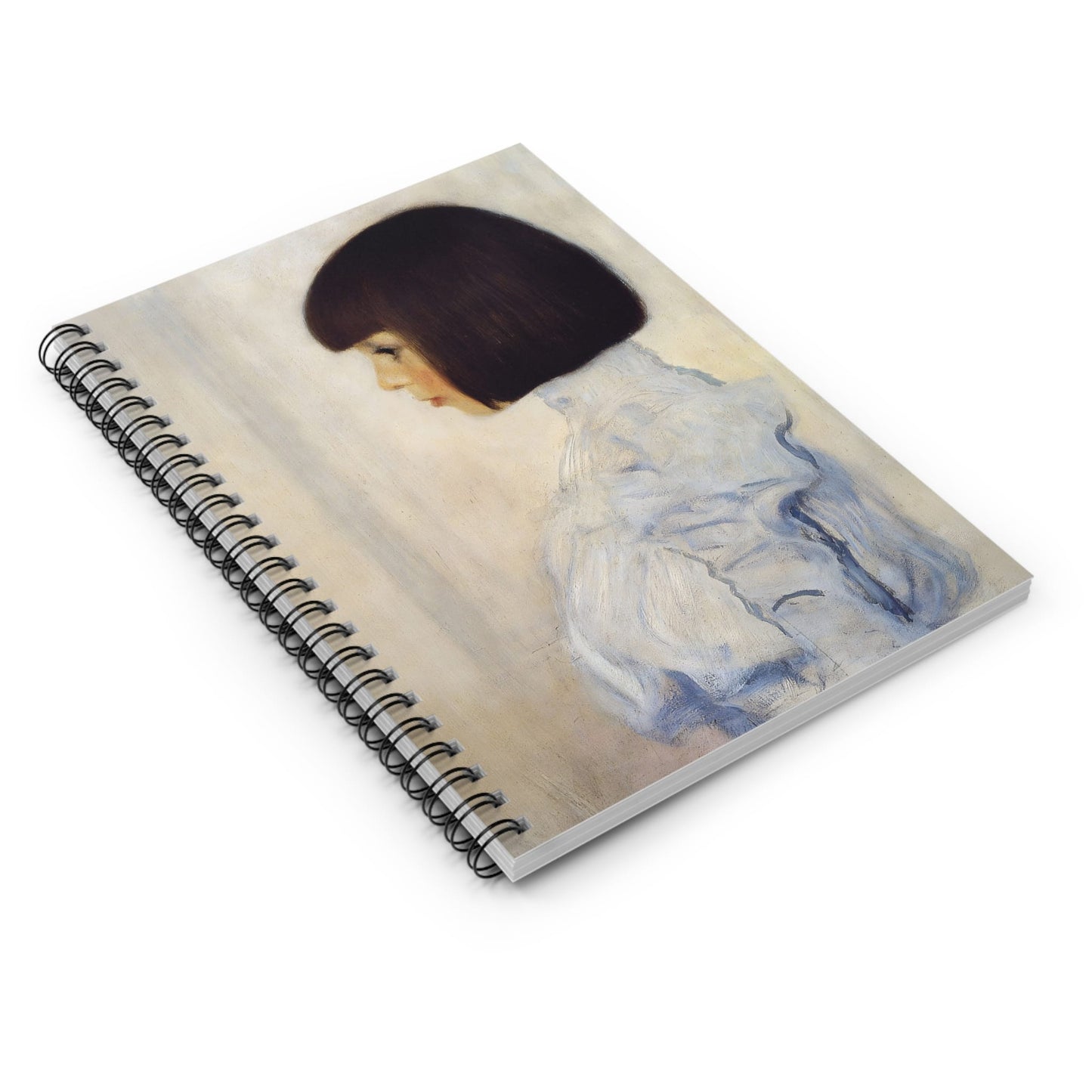 Victorian Era Portrait Spiral Notebook Laying Flat on White Surface