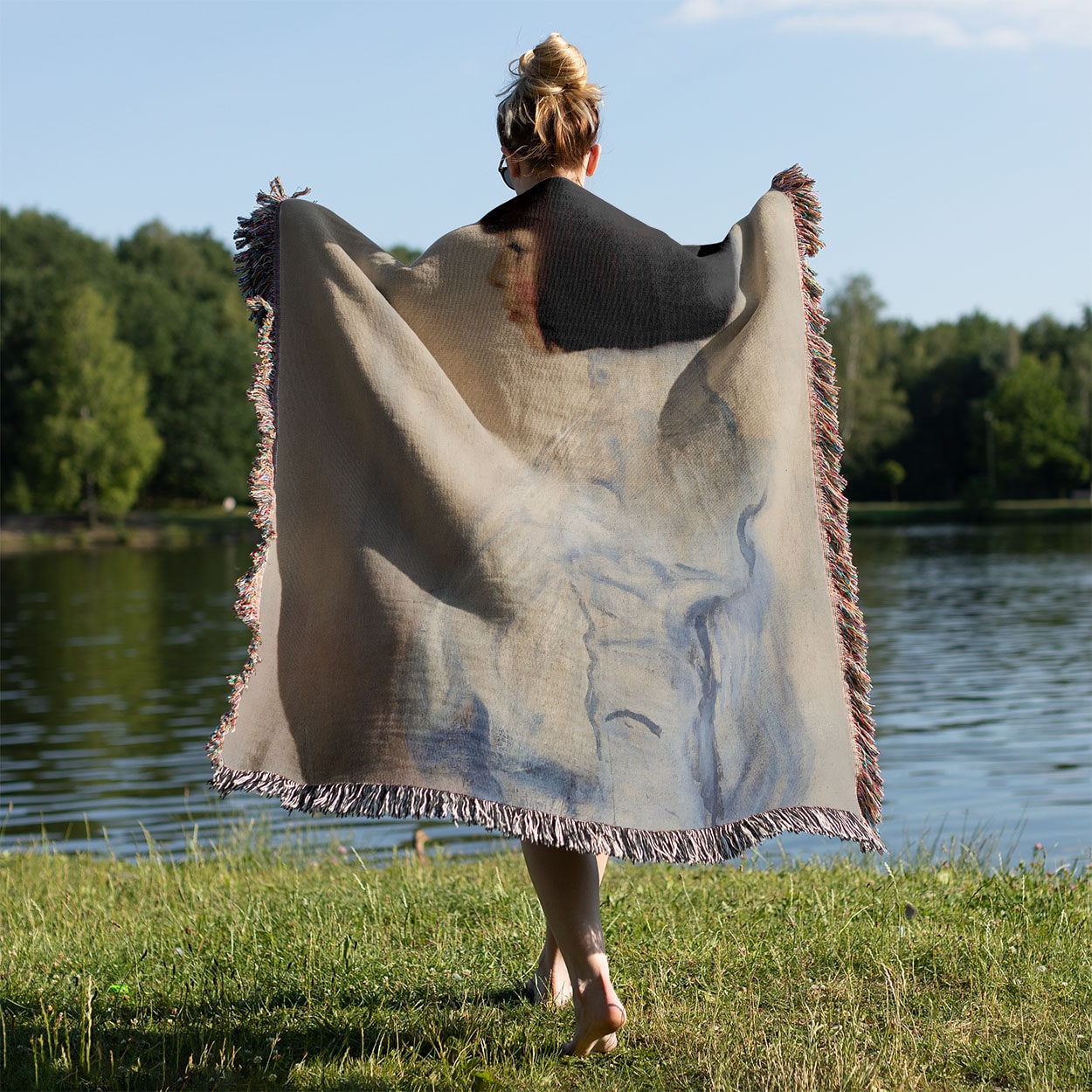 Victorian Era Portrait Held on a Woman's Back Outside