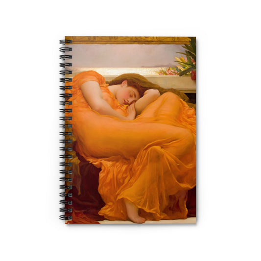 Victorian Era Notebook with flaming June cover, perfect for journaling and planning, showcasing famous Victorian era art.