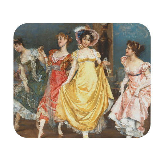 Victorian Girls Dancing Mouse Pad with period dresses art, desk and office decor showcasing girls dancing in period dresses.