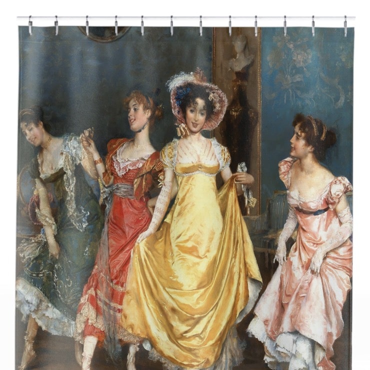 Victorian Girls Dancing Shower Curtain Close Up, Victorian Shower Curtains