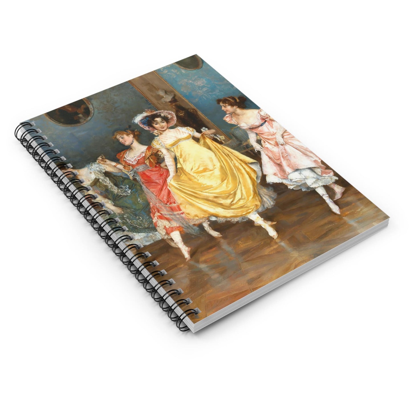 Victorian Girls Dancing Spiral Notebook Laying Flat on White Surface
