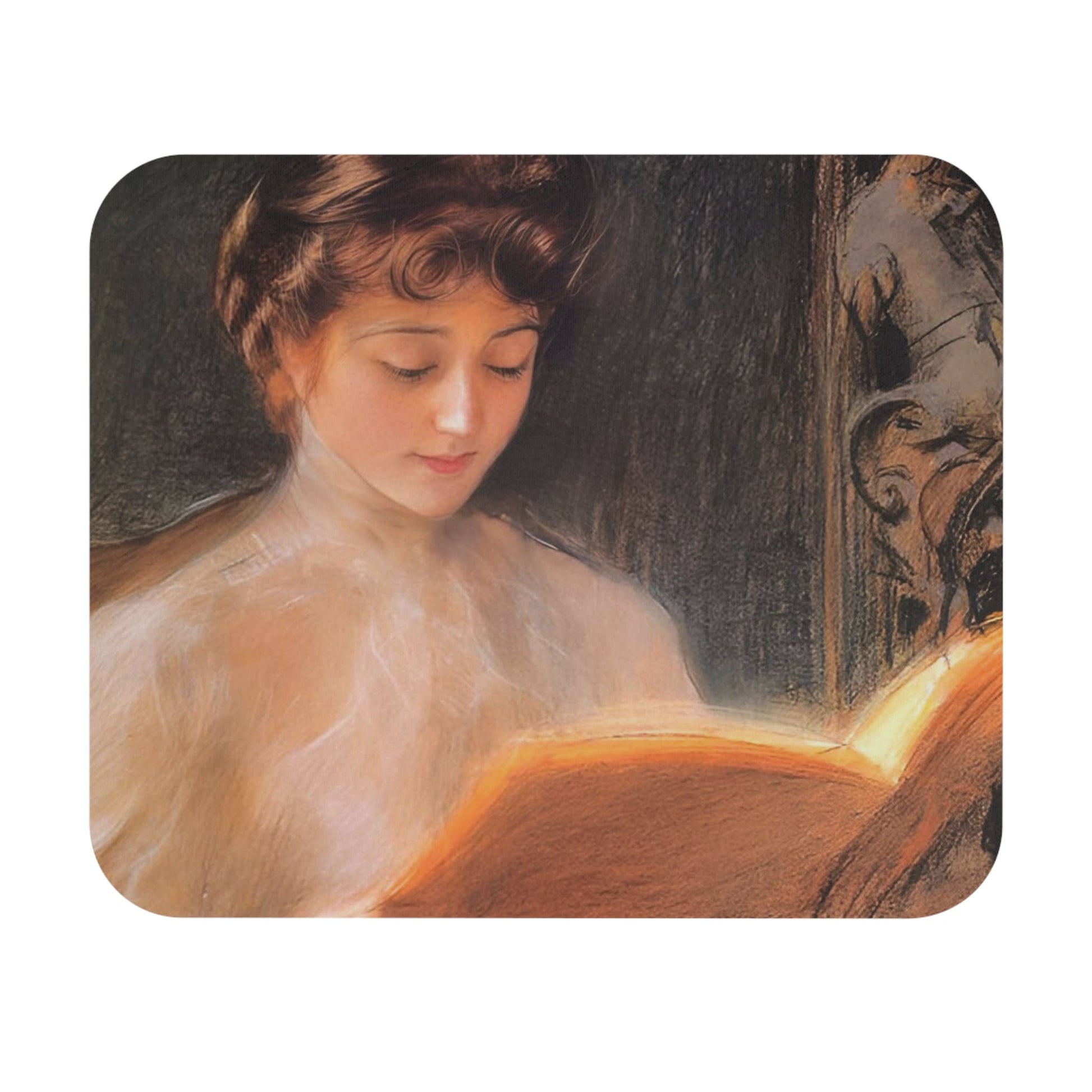 Woman Reading Mouse Pad with a Victorian era design, enhancing desk and office decor.