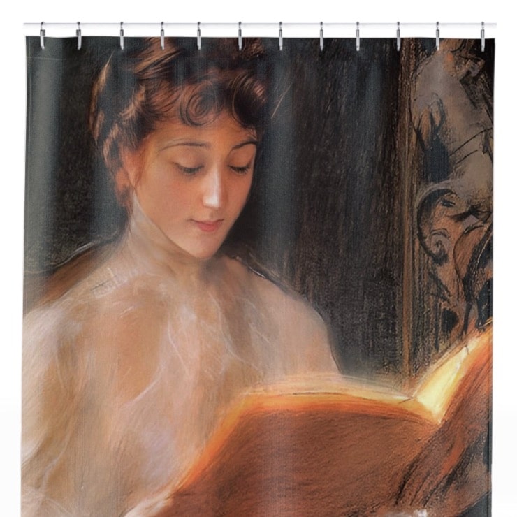 Victorian Literature Shower Curtain Close Up, Victorian Shower Curtains