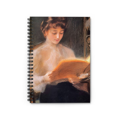 Woman Reading Notebook with Victorian Era cover, great for journaling and planning, highlighting a Victorian era woman reading.