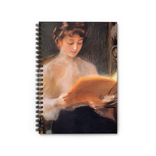 Woman Reading Notebook with Victorian Era cover, great for journaling and planning, highlighting a Victorian era woman reading.