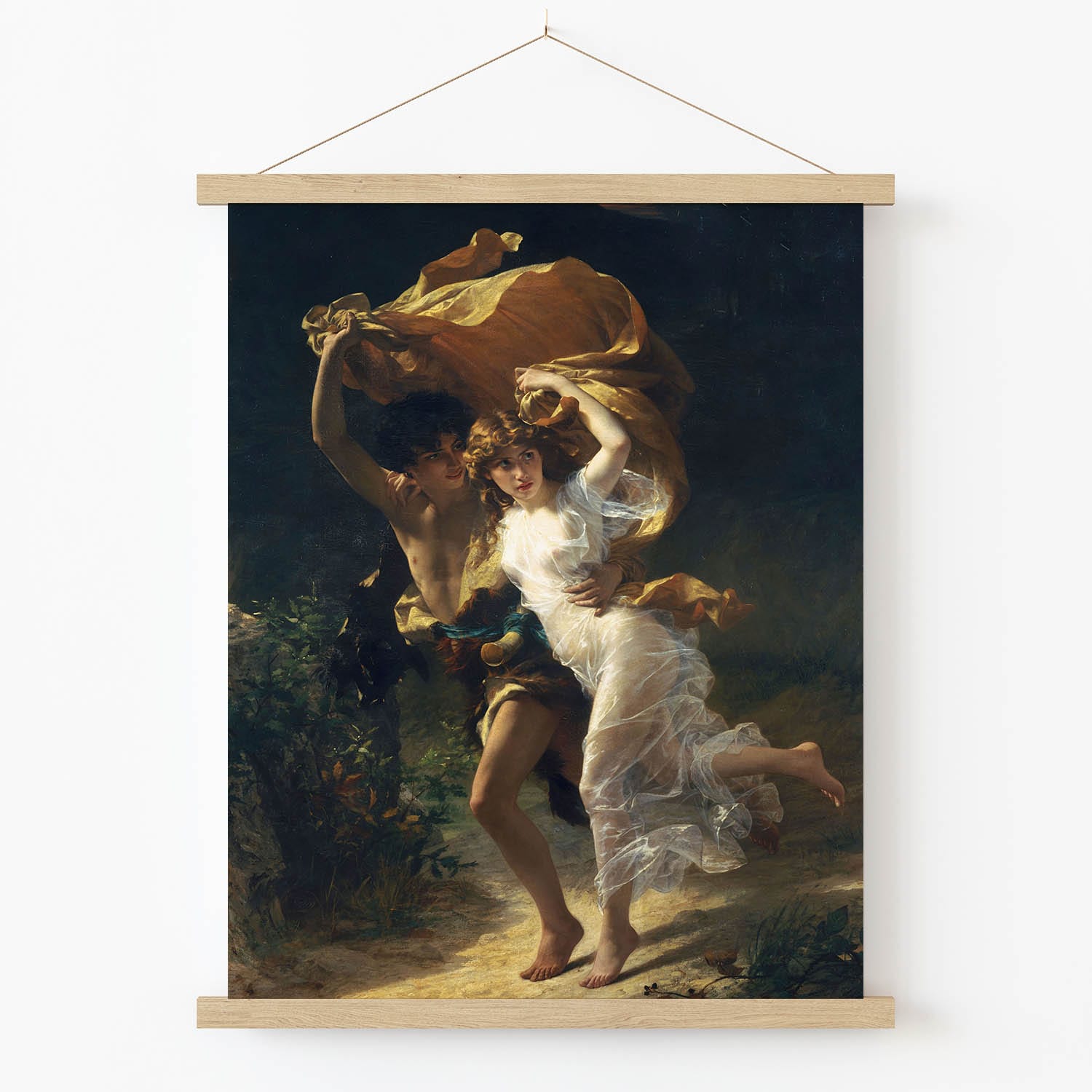 Romance Art Print in Wood Hanger Frame on Wall