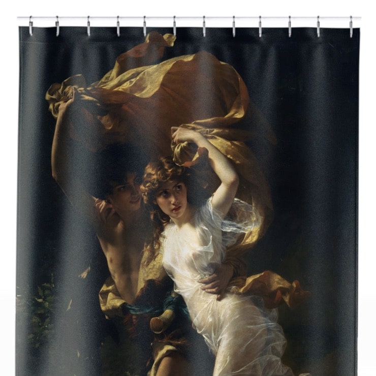Victorian Lovers Shower Curtain Close Up, Love and Romance Shower Curtains