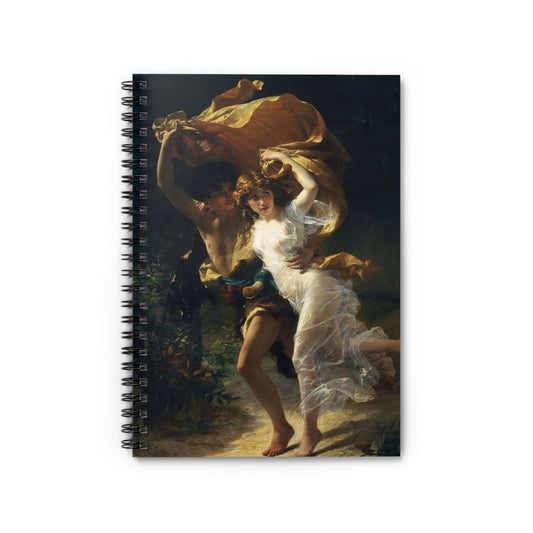 Classical Notebook with Couple in a Storm cover, great for journaling and planning, highlighting a classical illustration of a couple in a storm.