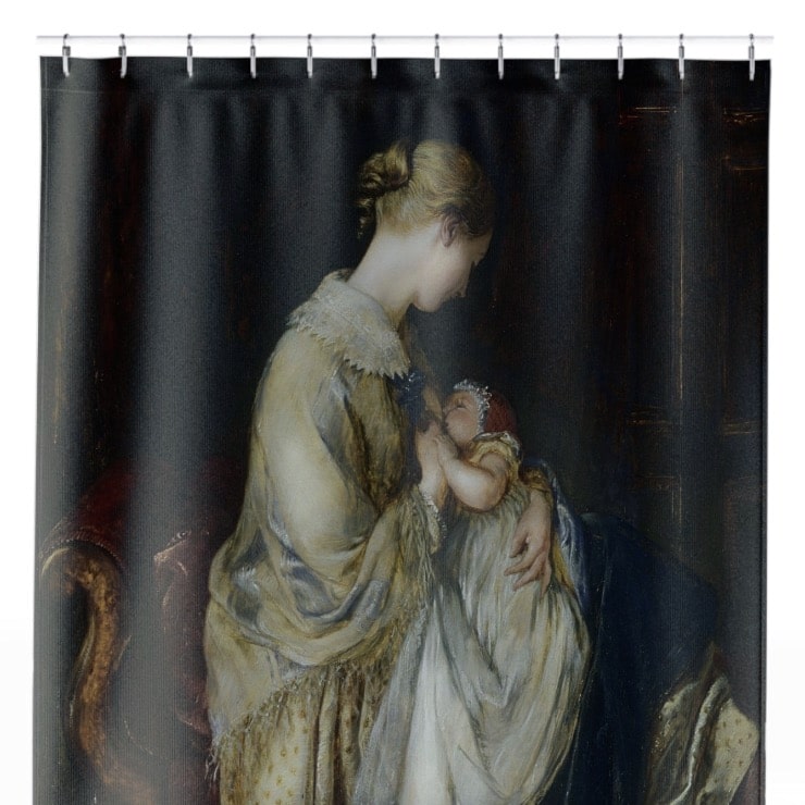 Victorian Mother and Baby Shower Curtain Close Up, Victorian Shower Curtains