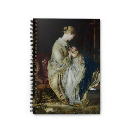 Victorian Mother and Baby Notebook with Breastfeeding cover, ideal for journaling and planning, showcasing a Victorian mother breastfeeding her baby.