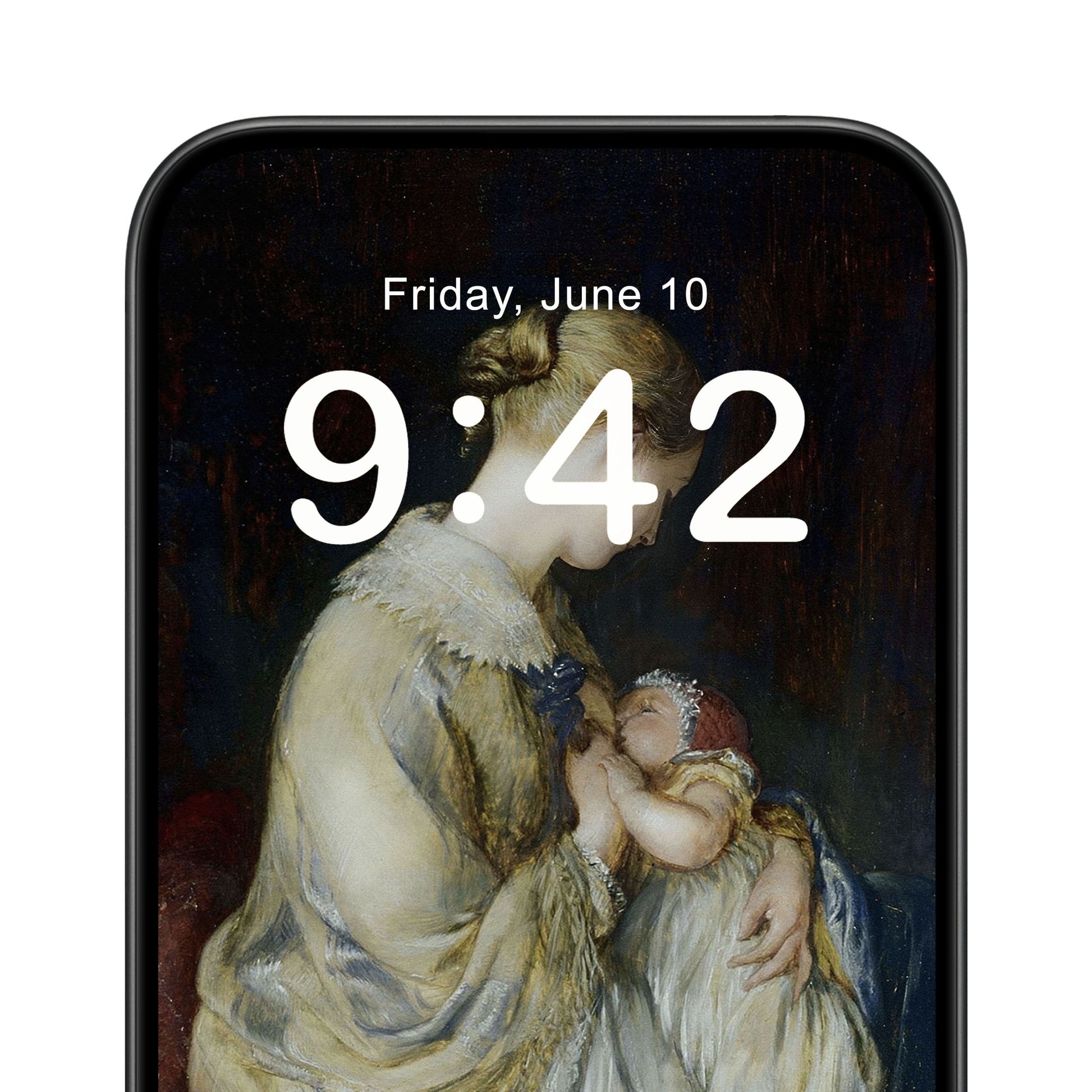 Victorian Mother and Baby Phone Wallpaper Close Up