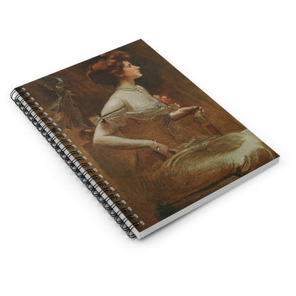 Victorian Portrait Spiral Notebook Laying Flat on White Surface